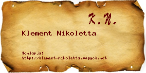 Klement Nikoletta névjegykártya